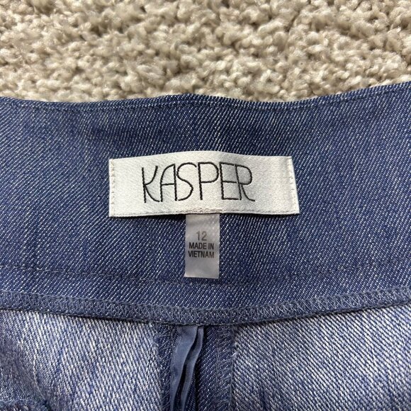Kasper Womens Denim Trousers Size 12 Mid-Rise Straight Leg Made In Vietnam - Picture 5 of 9